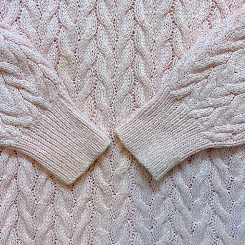 Lovely Pink Long Sleeve Cable Knit Sweater - Picture 9 of 13
